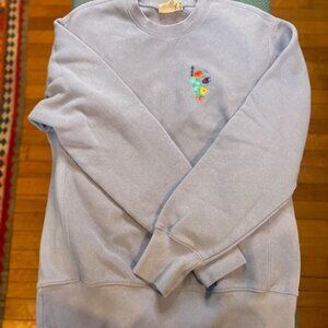 Light Blue Men's Champion Reverse-Weave Sweatshirt w/ Flower Logo Sz M